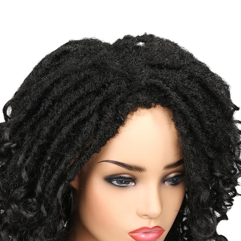 FAVE Dreadlock perruque noir Afro cheveux bouclés tressé torsion Dreadlock perruques résistant à la chaleur fibre synthétique quotidien fête perruque pour les femmes