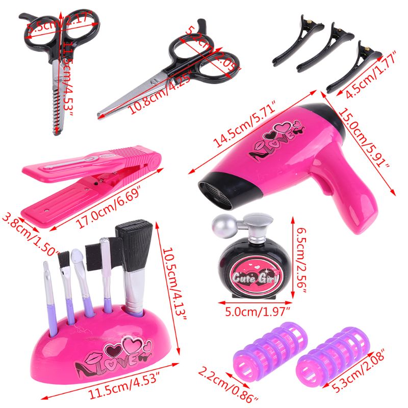 Kids Hair Salon Kit Girl Pretend Play Hairdressing Simulation Toy for Toddler