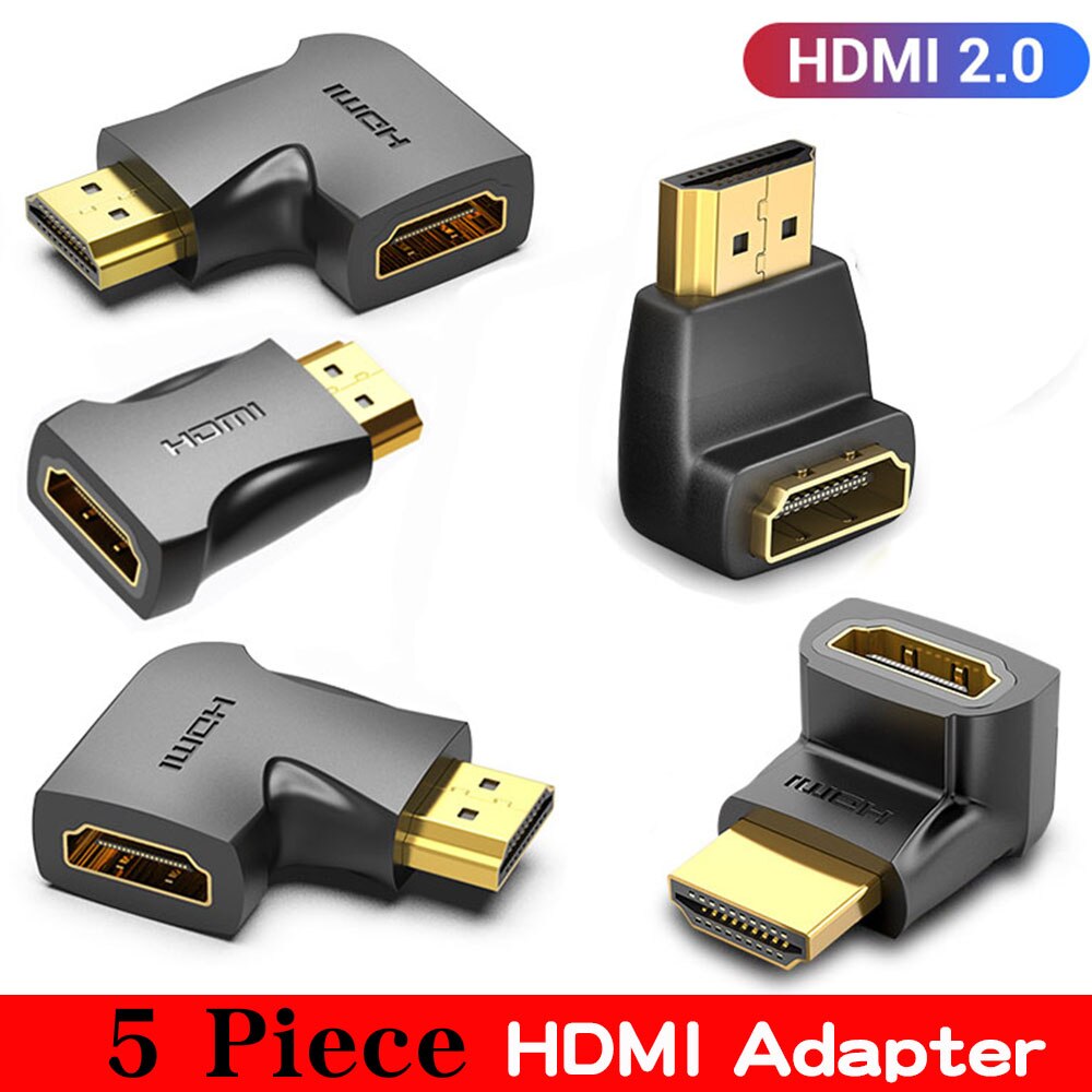 Ventie Hdmi Adapter 270 90 Graden Haakse Hdmi Male Naar Hdmi Female Converter Voor PS4 Hdtv Hdmi Kabel 4K Hdmi 2.0 Extender: ALL 5 pcs