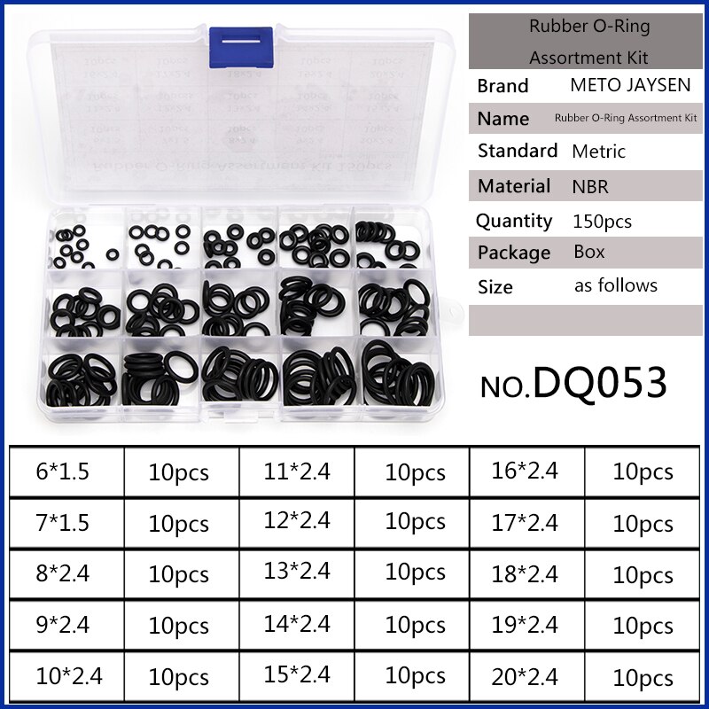 Juntas tóricas de sellado NBR de 6mm-20mm CS1.5mm, 225mm, 1,9mm, reemplazos duraderos de juntas Arandela de goma, 15 tamaños, DQ003, 2,4 unids/set PCP DIY: DQ053x1