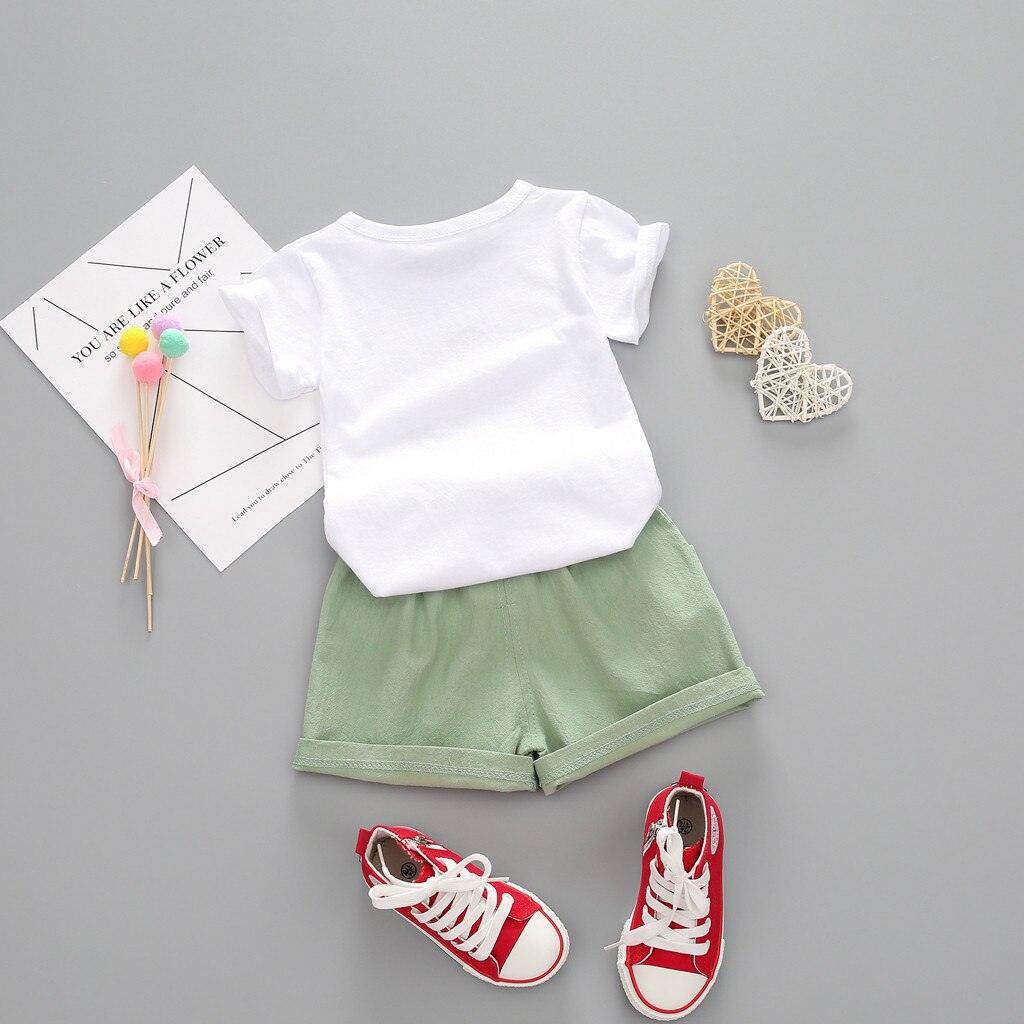 2021 New Summer Toddler Kids Baby Girl anguria lettera stampa top Shorts outfit Set abiti abbigliamento per bambini per ragazze