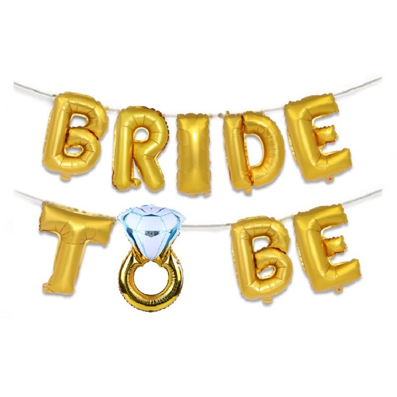1 Set 16 inch Silver/Gold/Rose Gold" BRIDE TO BE""BRIDE" Letter Foil Balloons 3styles For Choose Wedding Party Decoration: Gold
