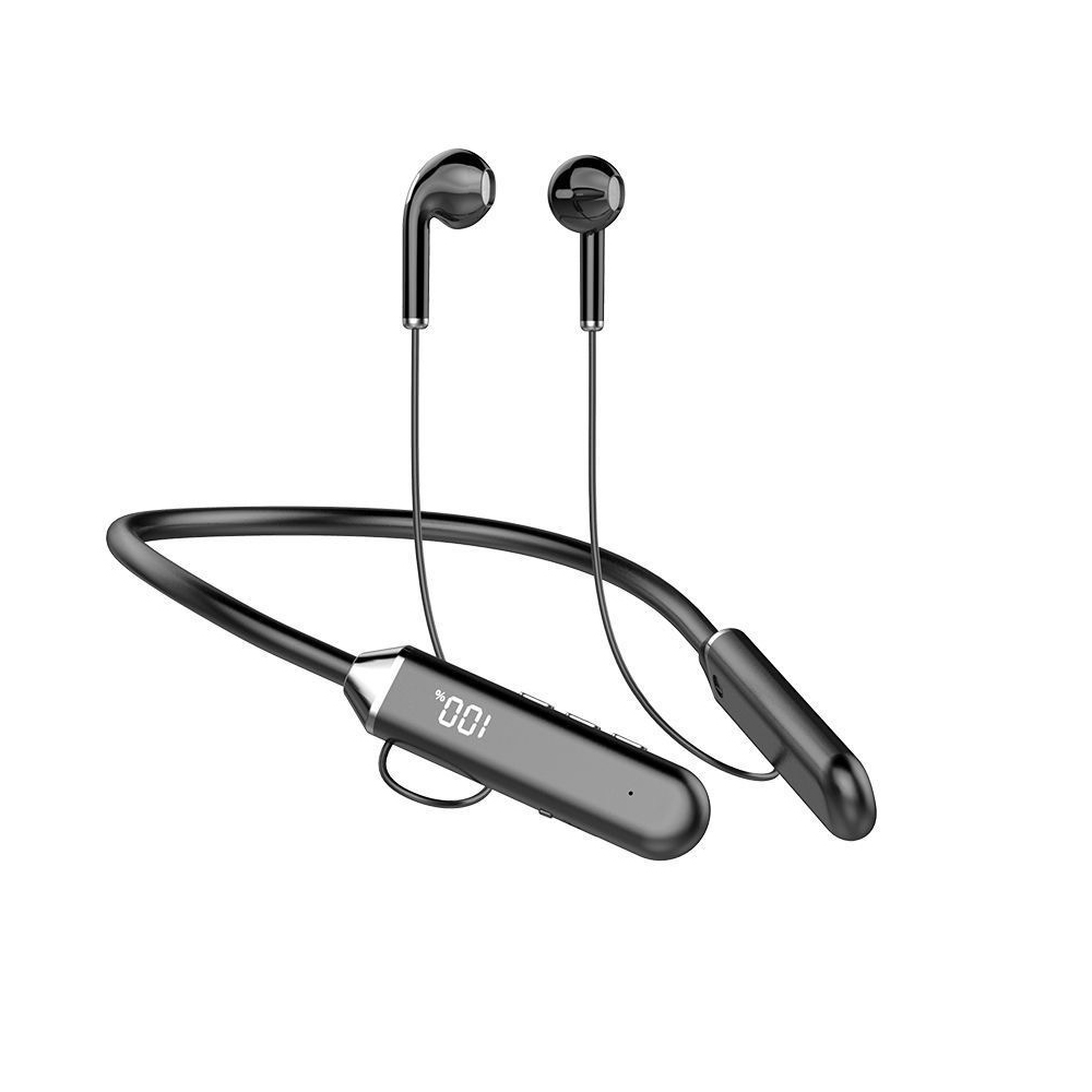 Magnetische NackenbüGel-Kopfhörer, kabellose Bluetooth 5.2-Kopfhörer, LED-Anzeige, Headset, Sport-Ohrhörer mit Geräuschunterdrückung und Mikrofon: Schwarz