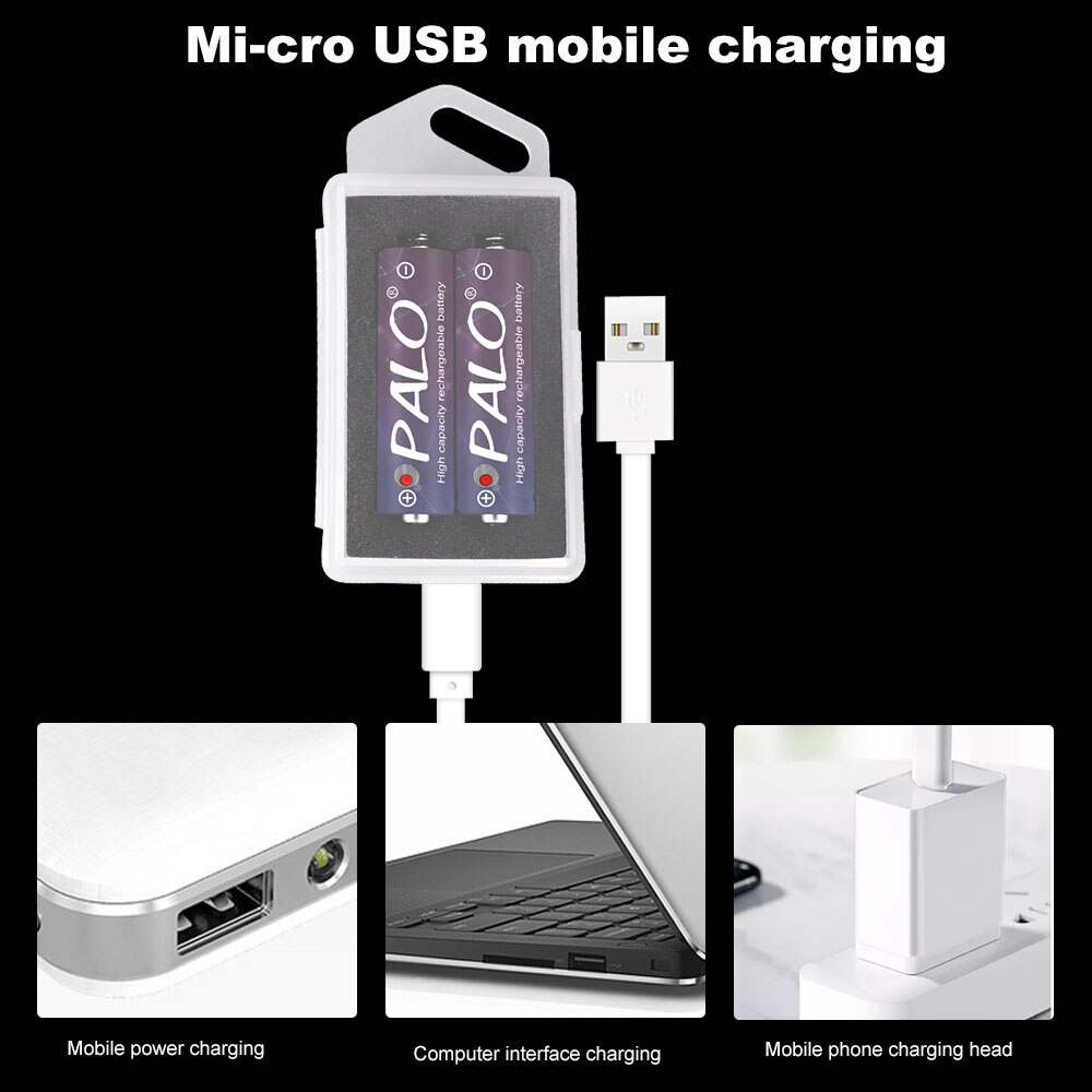 PALO AA Battery 2800mWh Rechargeable Battery Lithium 1.5 V AA Battery for Clocks, Mice, Computers, Toys