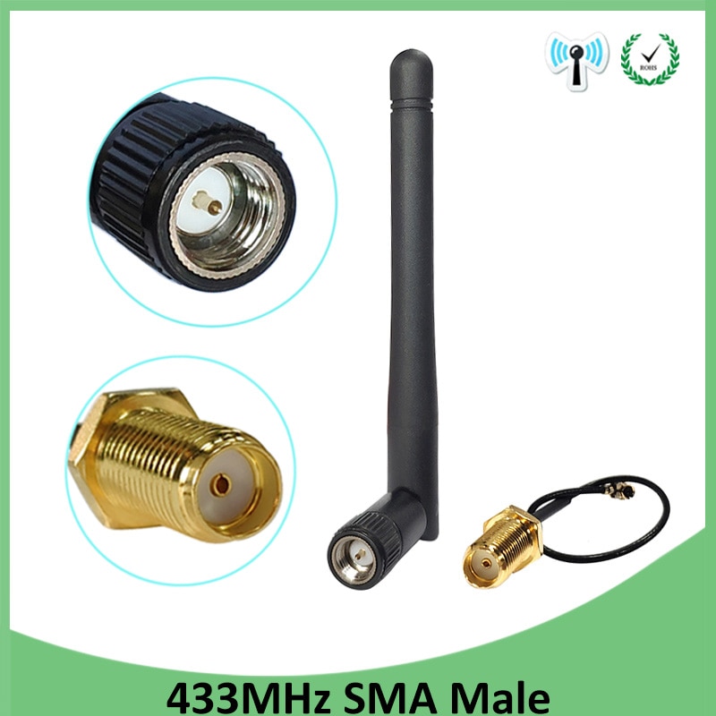 433Mhz Antenna 3dbi lora GSM 433 IOT SMA Male Connector Aerial antena 433m RP-SMA SMA female to Ufl./IPX Extension Pigtail Cable