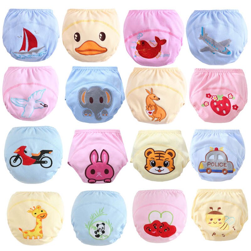 5pcs/lot Baby Potty Toilet Training Pants Waterproof Nappies Cotton Cartoon Boy Girl Underwear for Toddler Reusable Cloth Diaper