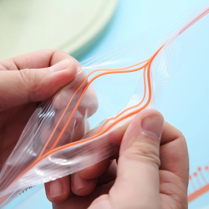 50Pcs/Set Reusable Food Storage Bags Plastic Food Packaging Bags Keep Fresh Leakproof Kitchen Storage Organization