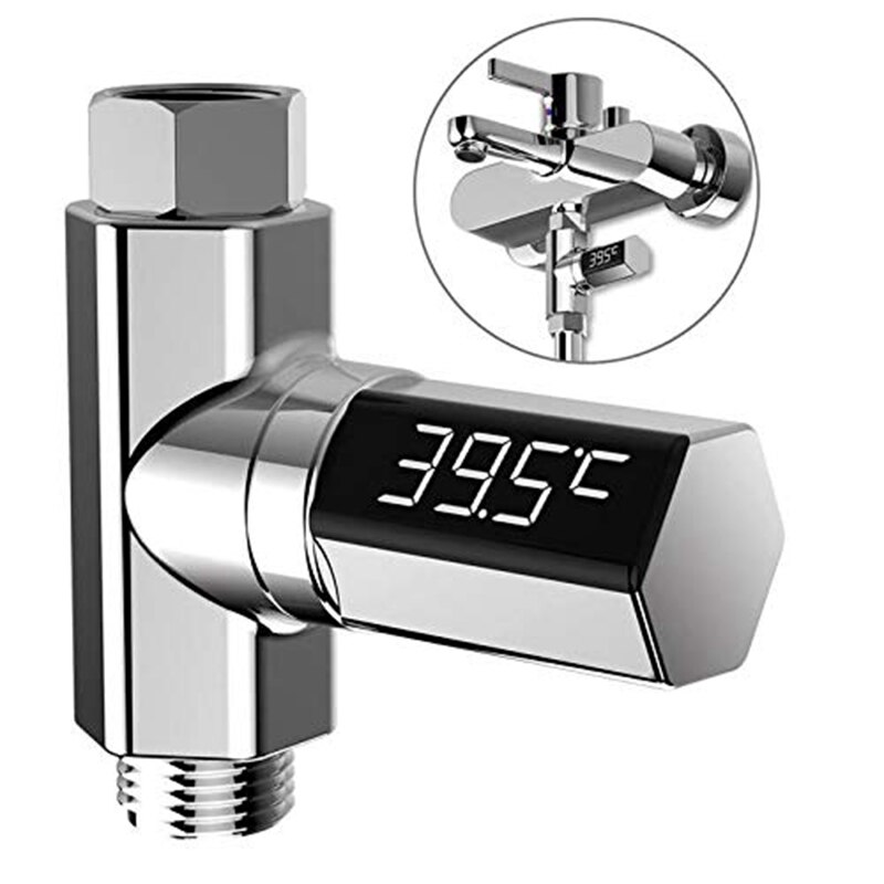 Thermomètre de douche à affichage Led, auto-générateur, étanche, numérique, testeur de température de l'eau, moniteur de bain