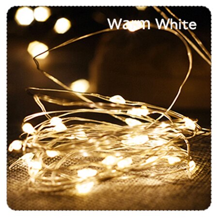 Guirlande lumineuse LED avec fil d&#39;argent, 2/5/10M, pour noël, fête à domicile, mariage, décoration, bouteille, féerique: Warm White / 5M 50LEDs