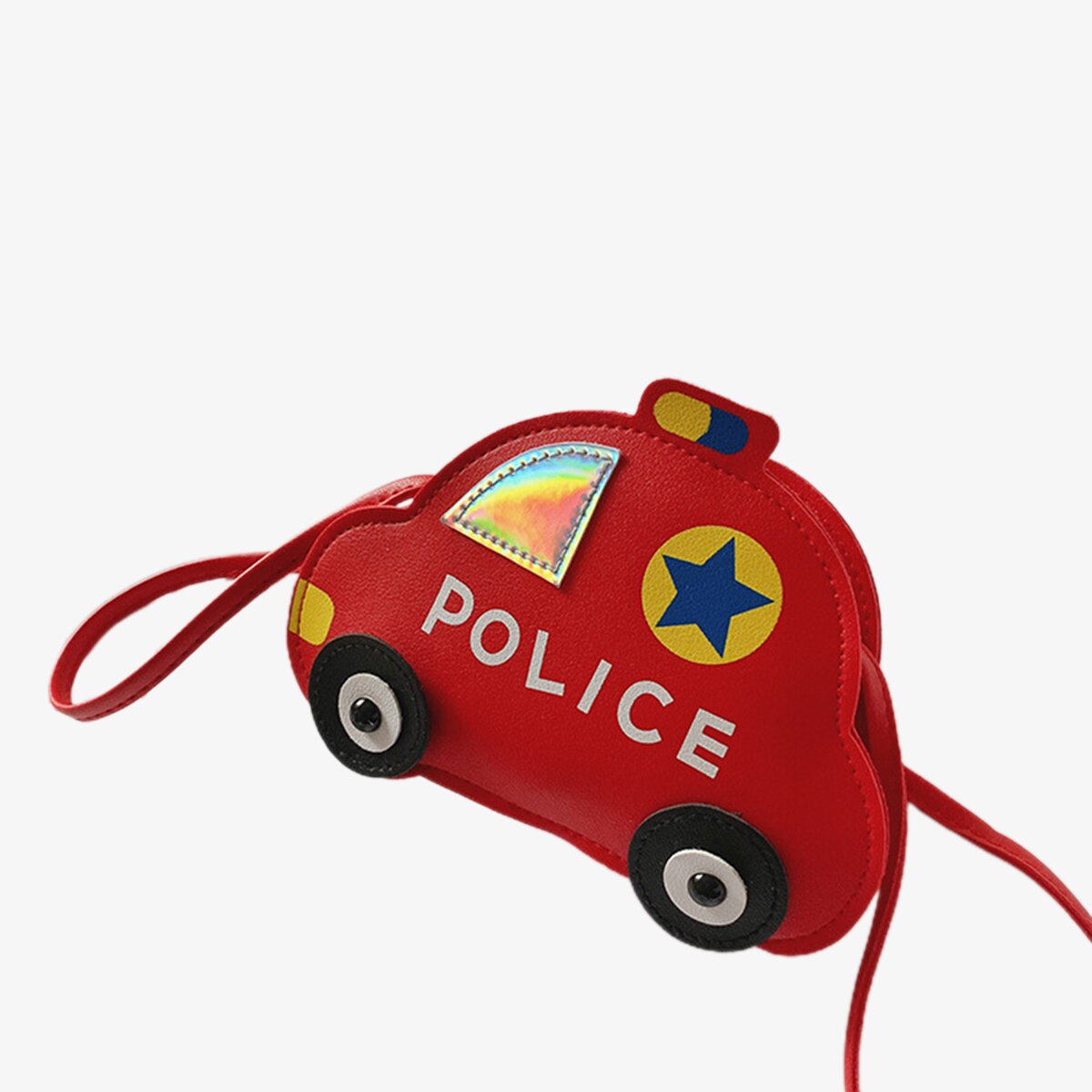 Newest Trendy Children Police Car Crossbody Bag Zipper Car Shaped Mini Shoulder Bag Purse for Kids Traveling: Red