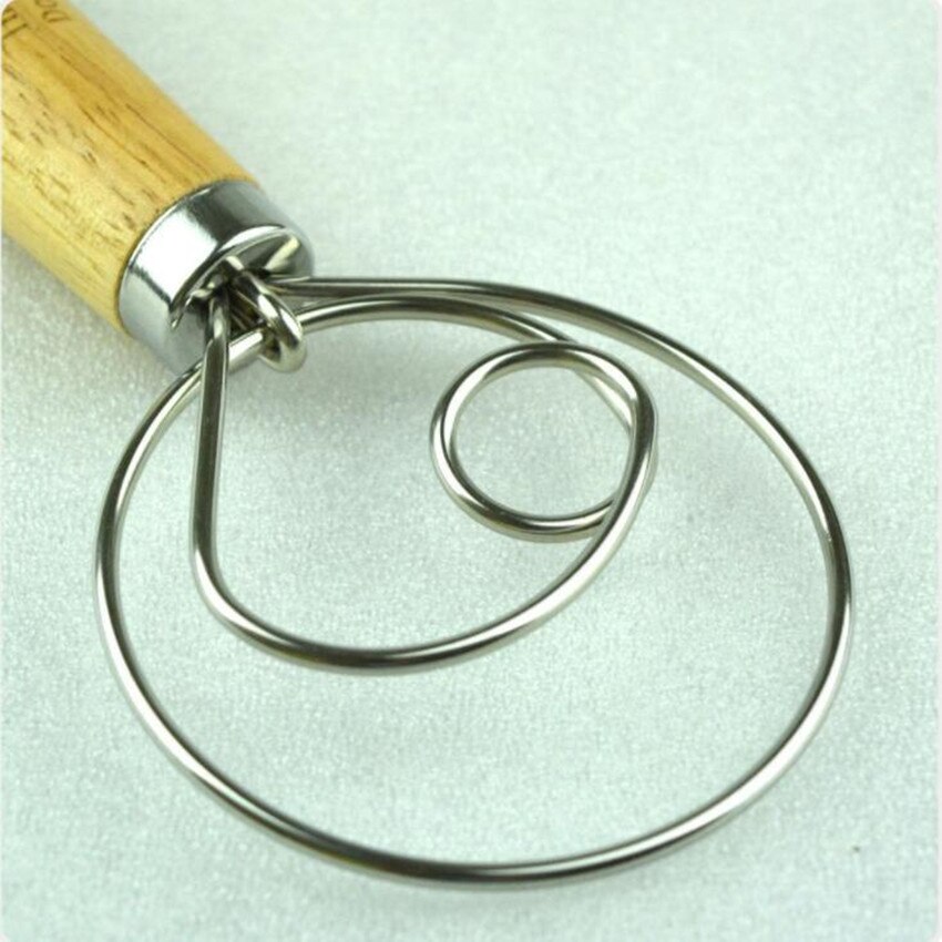 Wooden Handle Traditional danish bread dough whisk 13 inch length