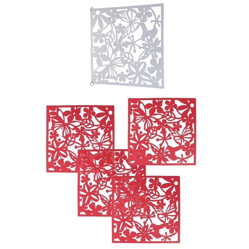 ! 8 pièces papillon oiseau fleur suspendus écran cloison diviseur panneau chambre rideau décor à la maison, 4 pièces rouge et 4 pièces