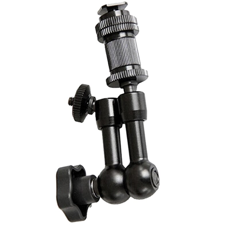 7 tommer justerbar friksjonskraft artikulerende aluminium ic arm med både 1/4 tommers gjengeskrue for lcd monitor/led lys