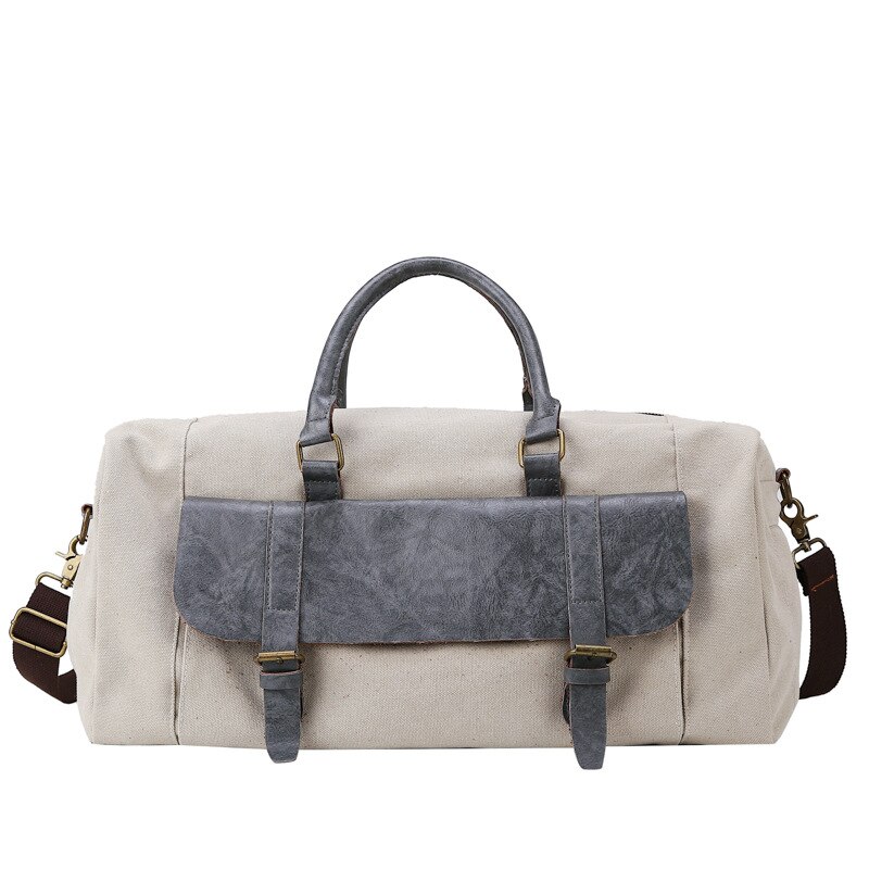 Canvas sport- en fitnesstassen voor dames, heren, sporttas, grote capaciteit, outdoor trainingstas, multifunctionele schoudertas: Beige