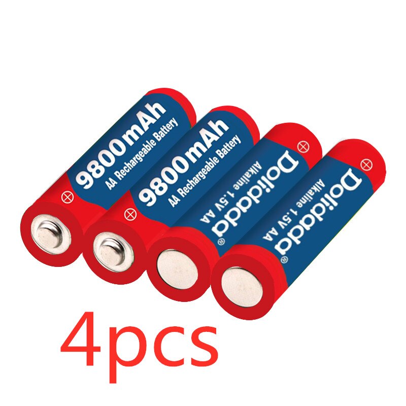 Neue AA akku 9800mah 1,5 V Neue Alkalischer batery für LED licht spielzeug mp3 mit ladegerät: Gold