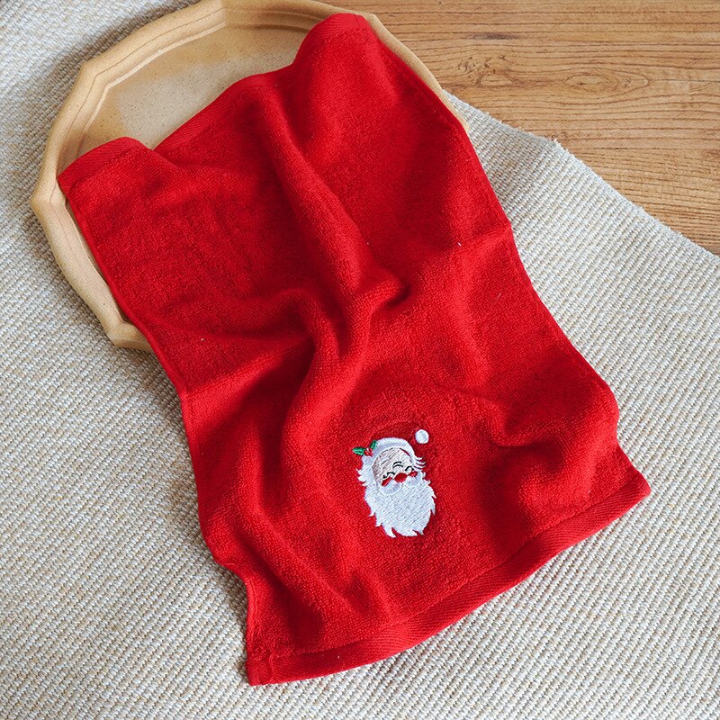 Cotton Christmas Towel, Santa Claus Set Face Towel: Red