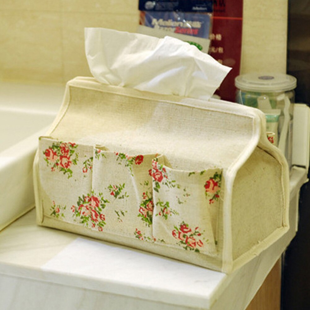 6 Pocket Linen Fabric Living Room Desktop Table Home Tissue Box Office Car Napkin Storage Hotel Restaurant Paper Organizers