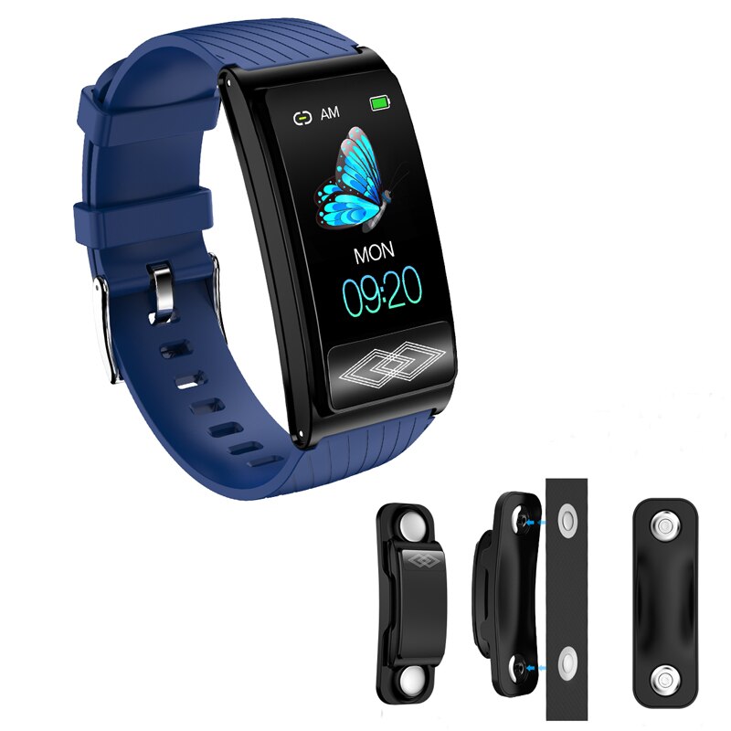 P10 armbånd ambulant ekg + ppg puls spo 2 blodtryk hrv monitor armbånd vandtæt sport smart ur til mænd kvinder: Blå a