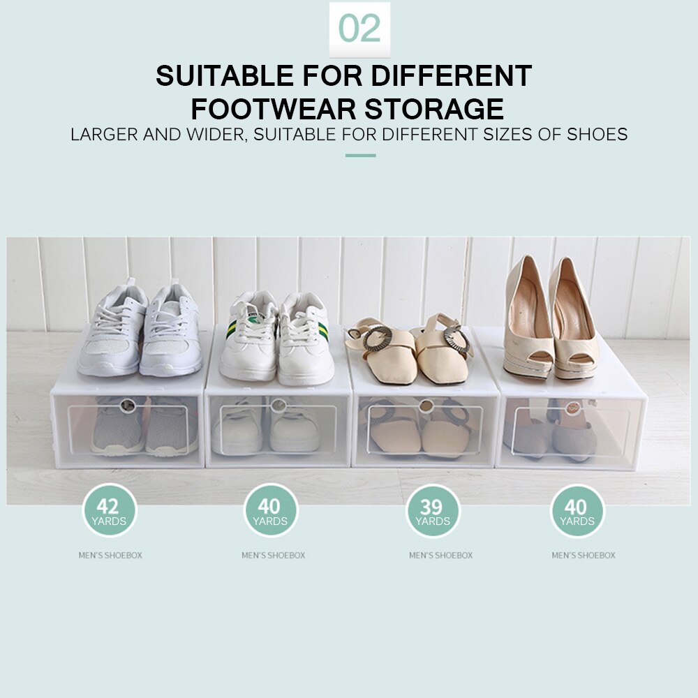 6 Stks/partij Schoenen Rek Plastic Stapelbare Schoenendozen Schoenendoos Schoen Organisator Voor Hoge Hakken Sneakers Opslag Schoenen Lades