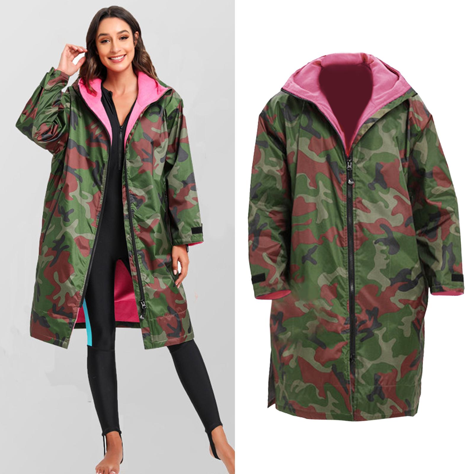 Dry Changing Robe Fleece Lined Swim Parka Stay Warm and Dry Waterproof Windproof Hooded Swimming Cloak Surf Changing Robe Jacket