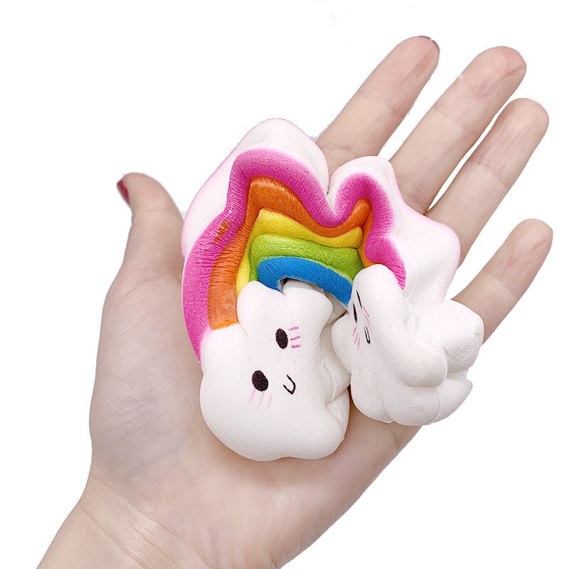 Schattige smiley regenboog squishy langzaam rijzende simulatie brood zacht geurende knijp speelgoed stressverlichting leuke collectie voor kinderen beste speelgoed
