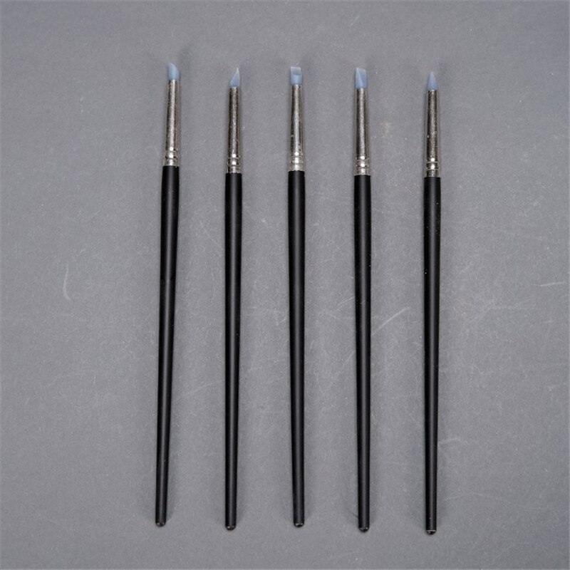 5 Pcs Nail Art Pen Brushes Soft Silicone Clay Carving Craft Supplies Pottery Sculpture UV Gel Building Clay Pencil DIY Tools