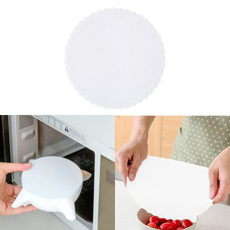Hoomall Food Grade Silicone Wrap Food Fresh Keeping Saran Lid High Stretch Seal Vacuum Container Cover Storage Lids Kitchen Tool: white