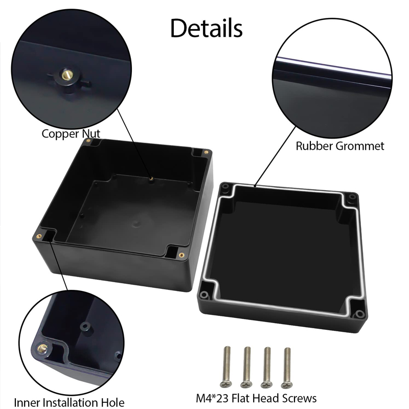 Caja de conexiones eléctricas a prueba de agua IP67, cajas de proyectos de plástico ABS negro, caja de proyectos electrónicos DIY, caja de fuentes de alimentación 290