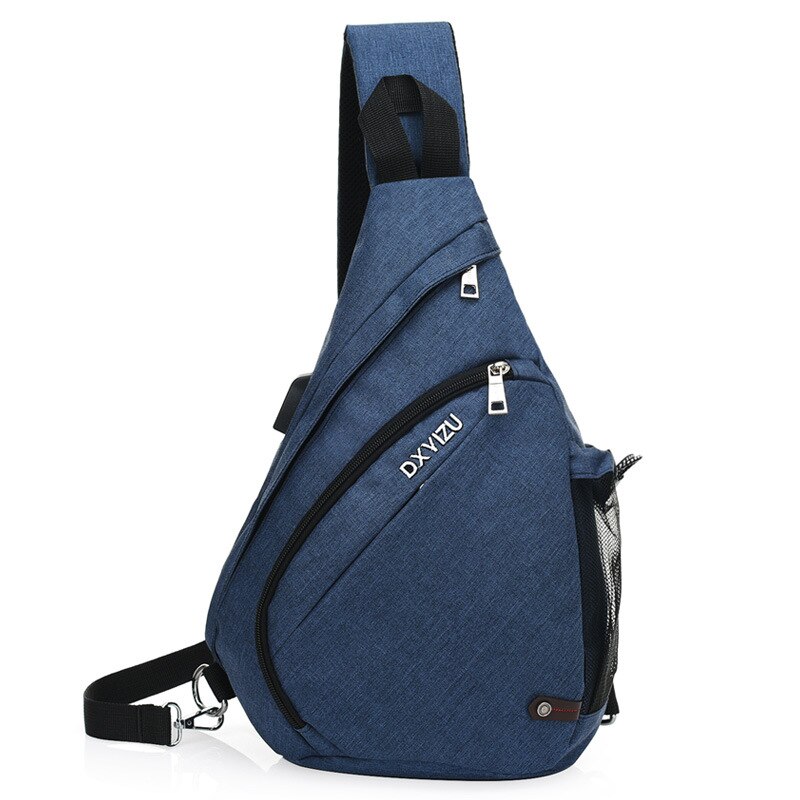 Casual heren single-shoulder pakket voor reizen buitenshuis multifunctionele essentiële borsttas crossbody tas: Donkerblauw