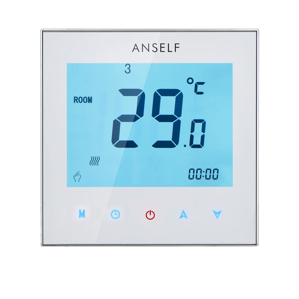 Electronic Temperature Controller Weekly Programmable Thermostat LCD Touch Screen Room Temperature Controller Thermostat: Ivory 110-230V