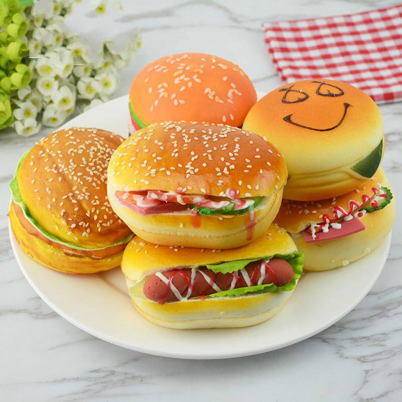 Festliga festtillbehör konstgjorda livsmedel imitation hamburgare simulering hamburgare bröd modell tillbehör rekvisita 2pc/ parti