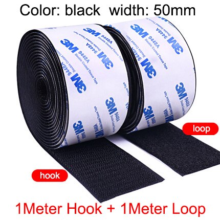 20/25/30/50/100mm 3M Velcro for Carpet Hook Loop Fastener Self Adhesive Tape Sewing Cloth Strap Roll Strong Sheet Auto Sticker: 50mm black