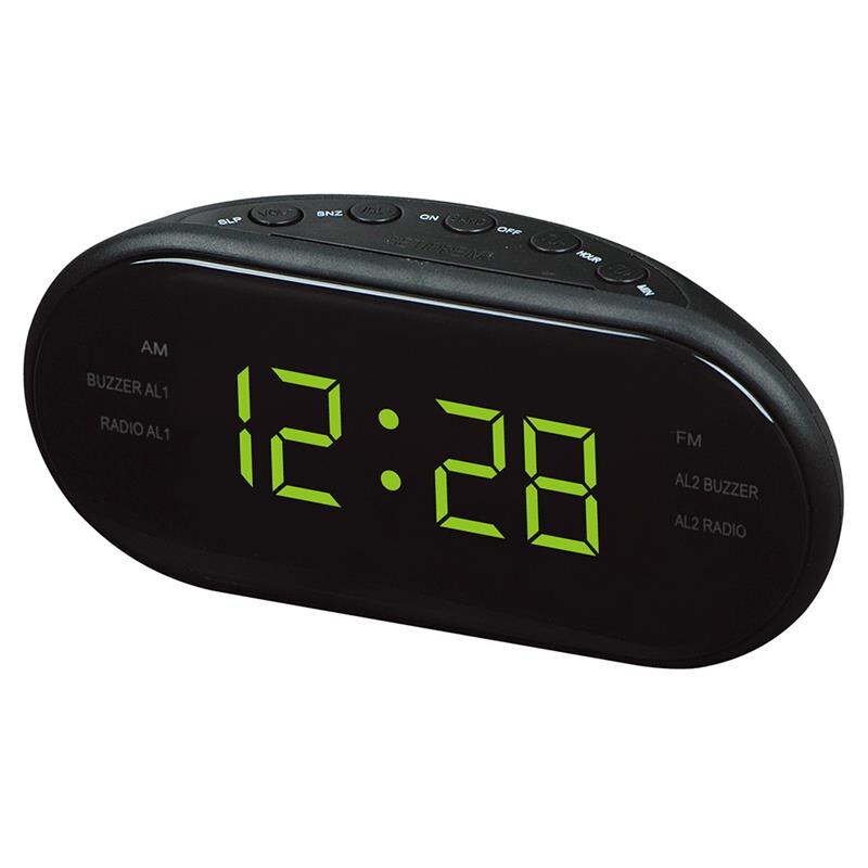 Bil led ur elektronisk desktop vækkeur digital bordradio tidsforsyning hjem snooze funktion eu stik am/fm: Gul
