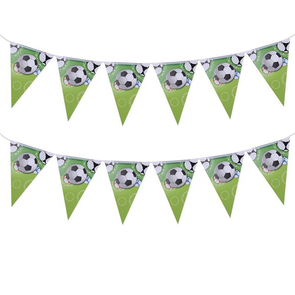 Fotboll födelsedag dekorationer festtillbehör sportig fotboll flaggor tema bunting banderoller girlander set (grön)