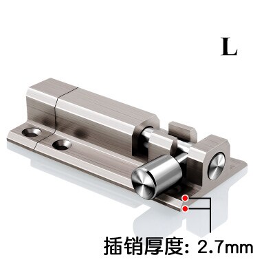 1 Set Stainless Steel Door Latch Safety Lock Bolt Sliding Door Window Latch Barrel Lock Bolt Security Bar Hardware: L