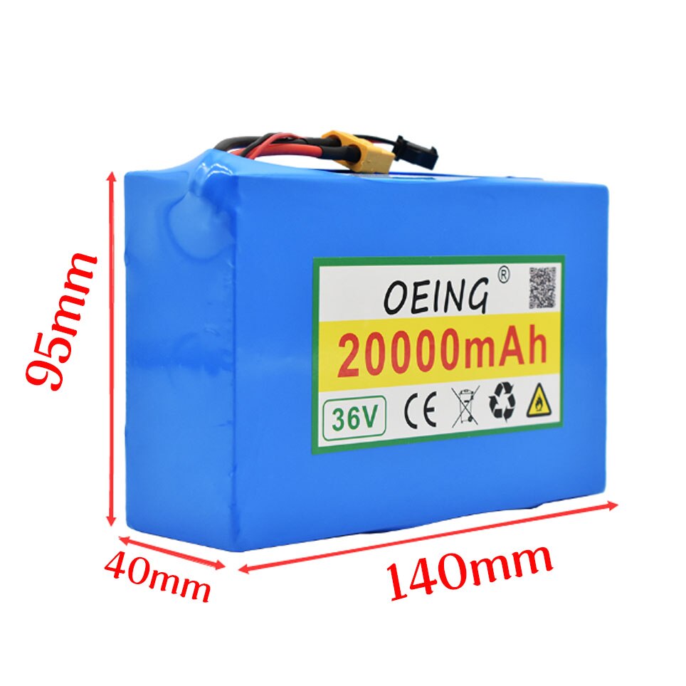 10S2P 36V 20Ah 450Watt 18650 Lithium ion battery pack For Scooter skateboard ebike electric bicycle 42V 37V 35E XT60 SM 2P