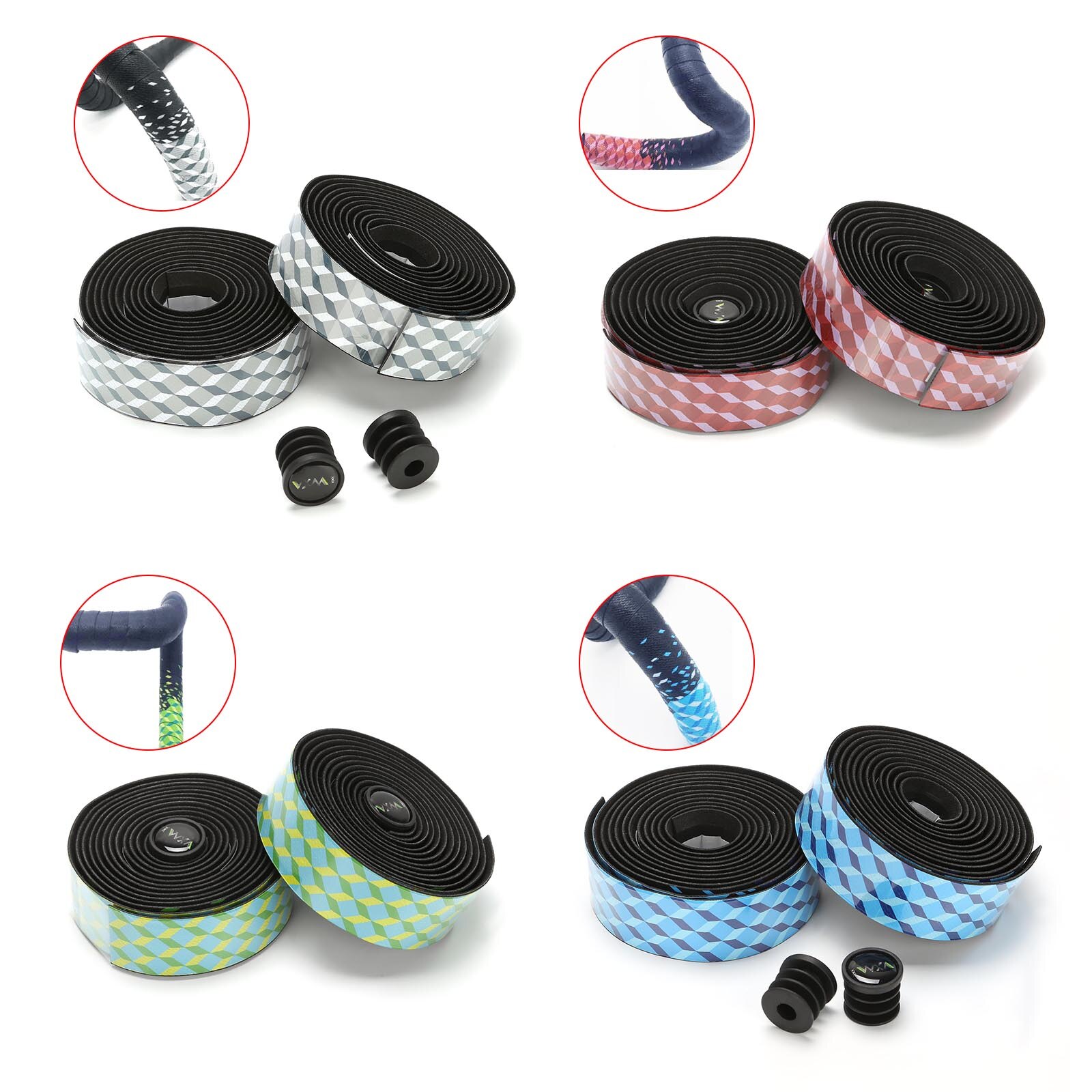 Sykkelstyretape med 2 -stangs plugg landeveissykkel eva bartape vanntett star fade tape wrap sykkeltilbehør 4 farger