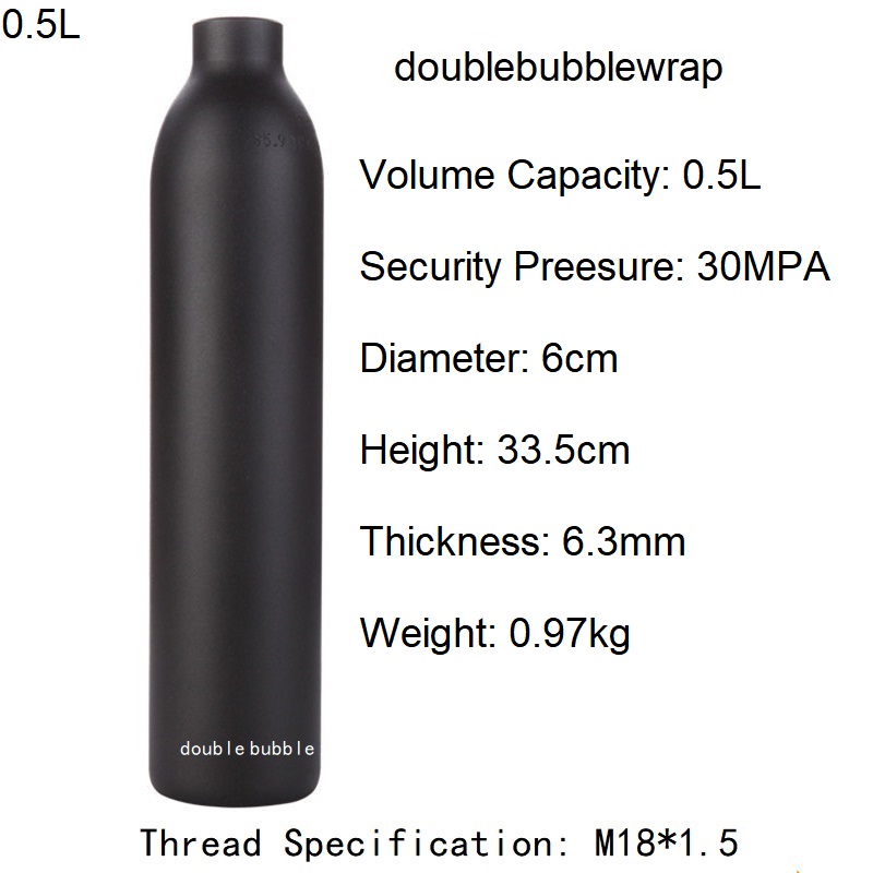 Tanque de botella de aluminio de 0,22l-0,5l, cilindro de tanque de 4500 PSI, planta de acuario de buceo, tanque de CO2, rosca de tanque de oxígeno de buceo M18 * 1,5