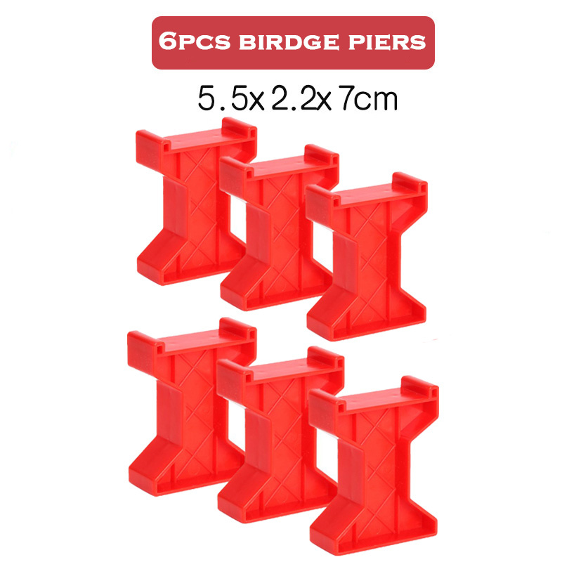 Binari per treni a spirale in plastica accessori per binari ferroviari in legno tutti i tipi tubi per ponti adatti per Biro tutti i marchi binari in legno giocattoli: 6pcs Red Piers