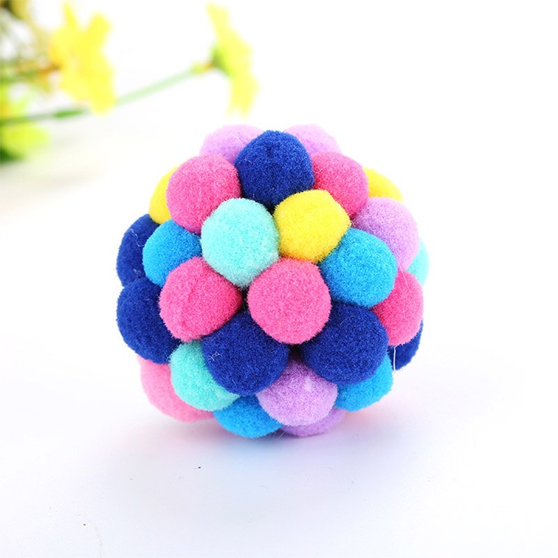 1PC Handmade Popular Colorful Cat Toy Interactive Toy Pet Pet Supplies Bells Bouncy Ball: M