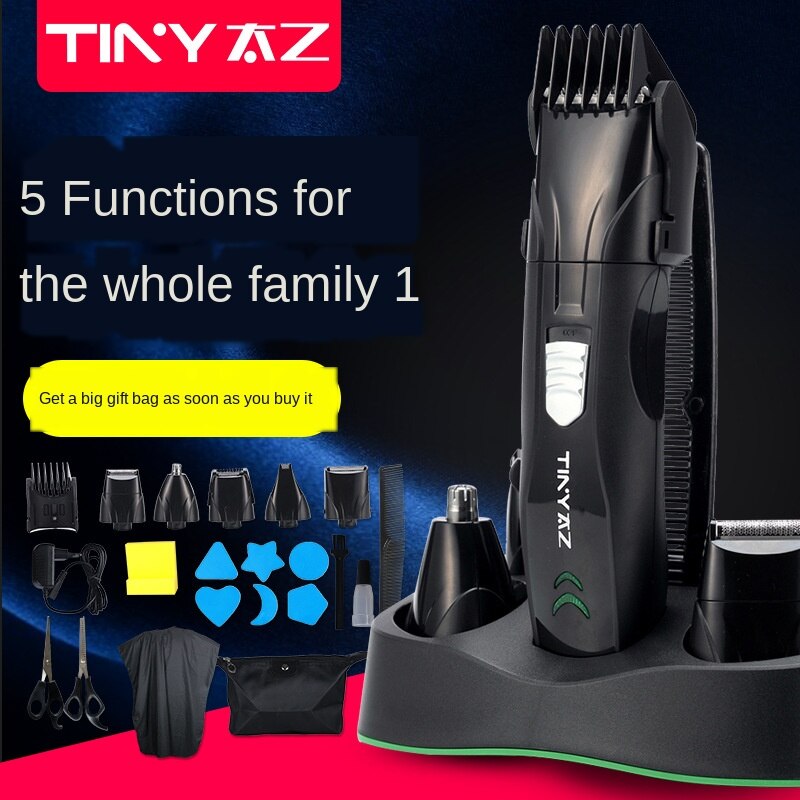 5 in- in-1 elektrisch scheerapparaat, kapper, titanium baardtrimmer, scheerapparaat, neustrimmer, oplaadbaar, multifunctioneel elektrisch duwmes