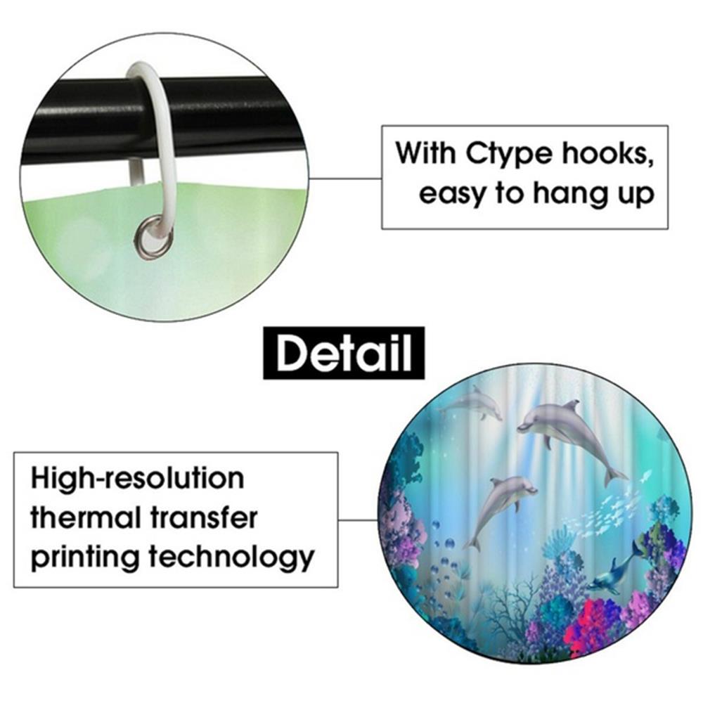 Ocean Dolphin Toilet Seat Waterproof Shower Curtain Set Toilet Cover Non-Slip Comfortable Bathroom Mat Bath Decoration