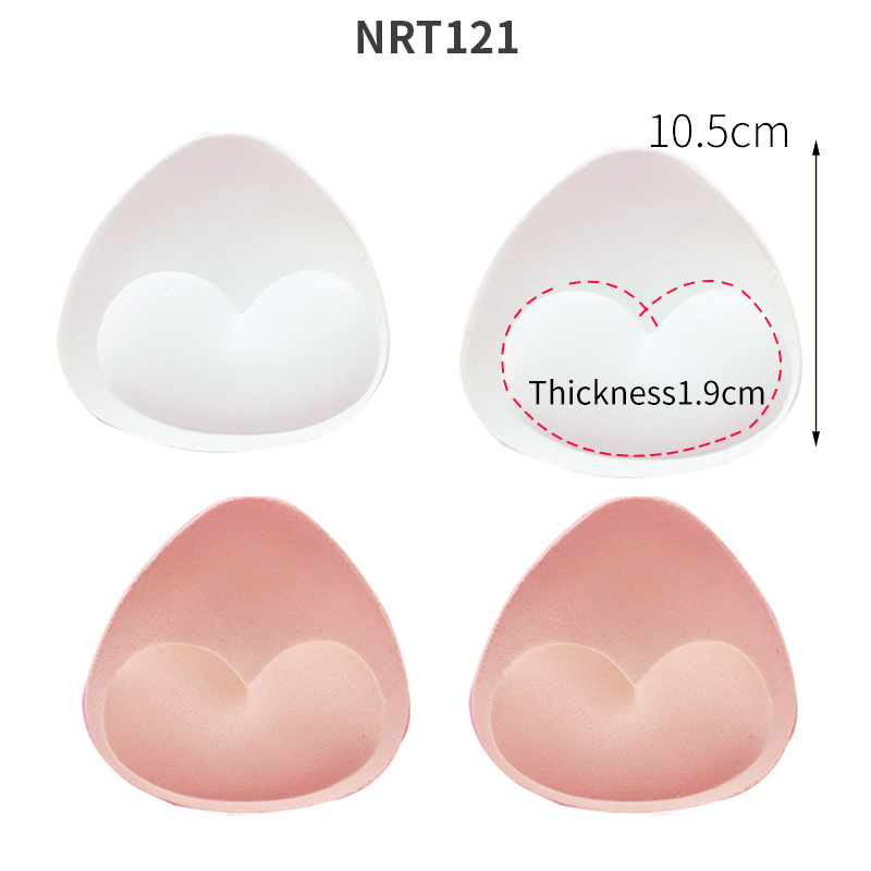2 pares de almohadillas para sujetador de realce de inserción triangular/redonda, potenciador extraíble, almohadillas para sujetador para mujer, esponja de espuma suave, traje de baño, almohadillas para Bikini: Rojo coral