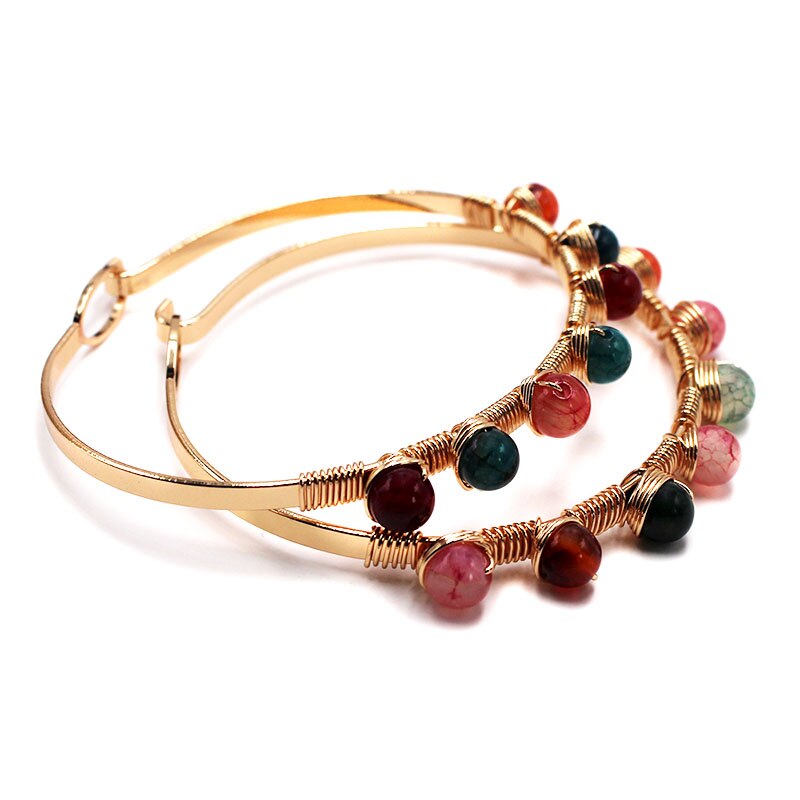 Czakr mankiet bransoletka dla kobiet naturalne uzdrawiające kryształ matowy surowy kamień złoty kolor regulowany bransoletka 1 sztuk