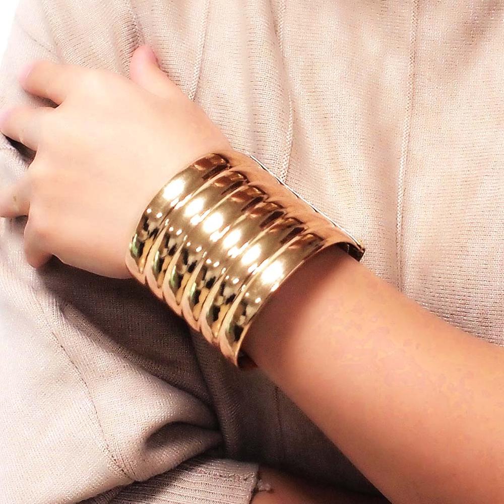 MANILAI-Pulseras africanas grandes para mujer, brazaletes a rayas estilo Punk, joyería India ancha, bisutería Vintage 2022