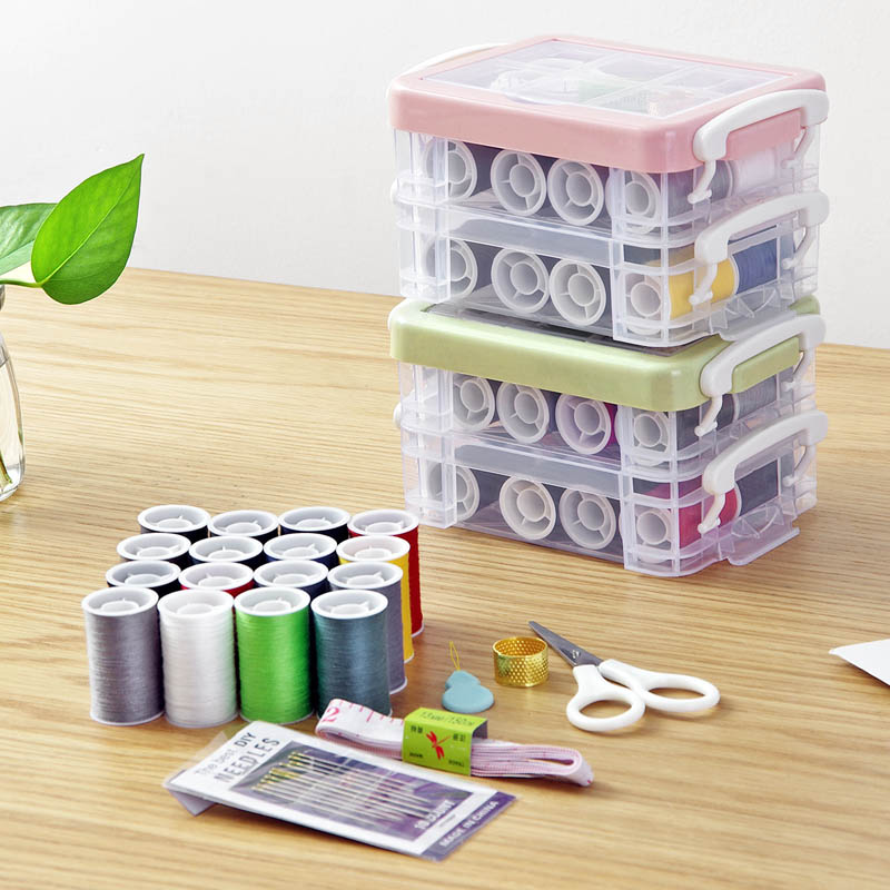 Portable hand-held household sewing box set large needle thread cassette storage box sewing needlework