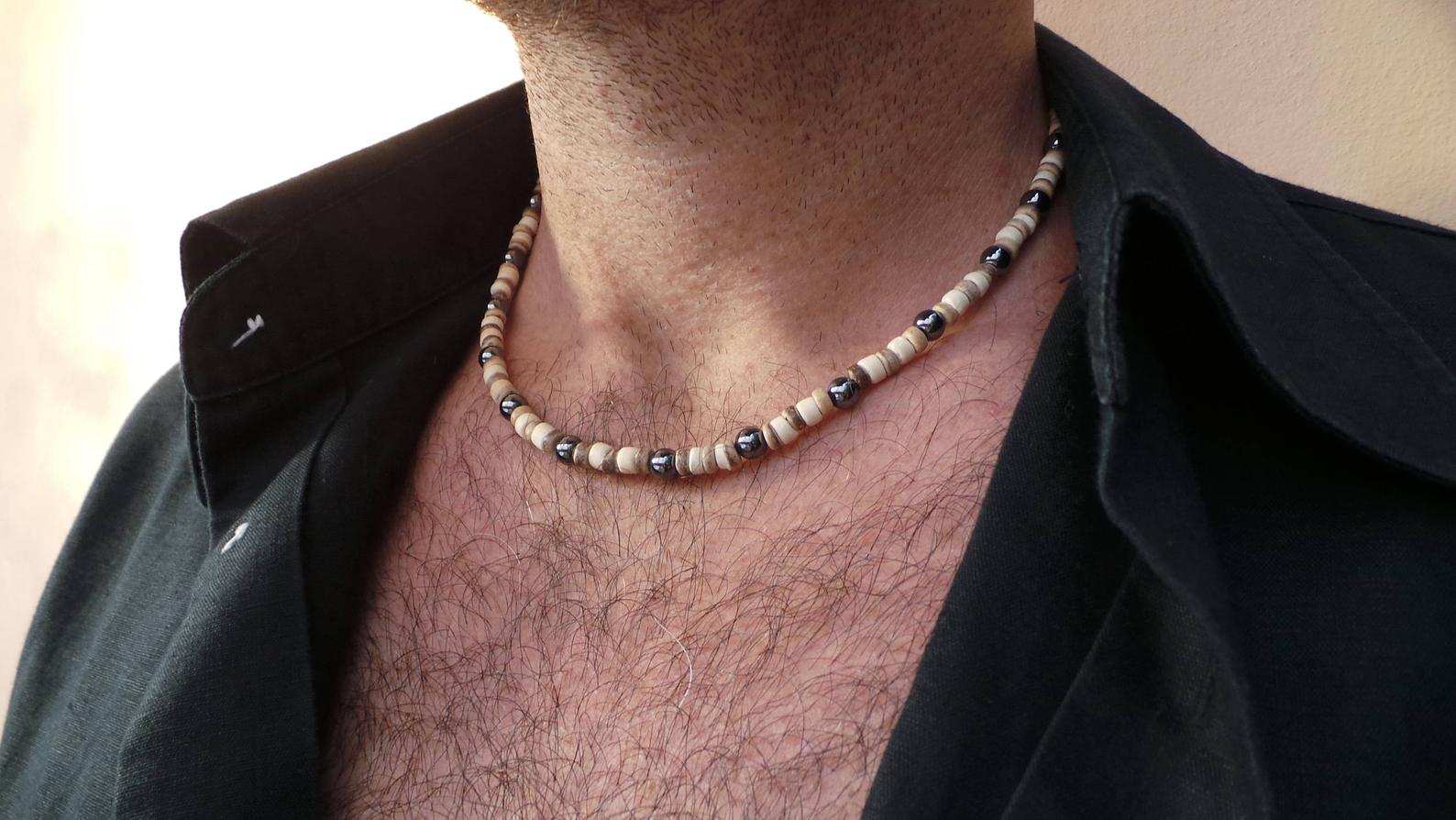 Collar de cuentas para hombre, collar africano, collar de surfista, collar para hombre: A5