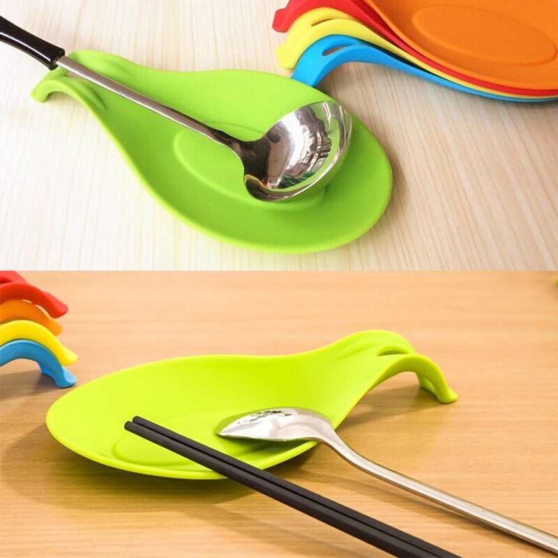 1pc Kitchen Cooking Rest Tool Heat Resistant Storage Shelf Silicone Spoon Spatula Holder Non-slip Pad Kitchen Gadgets Organizer