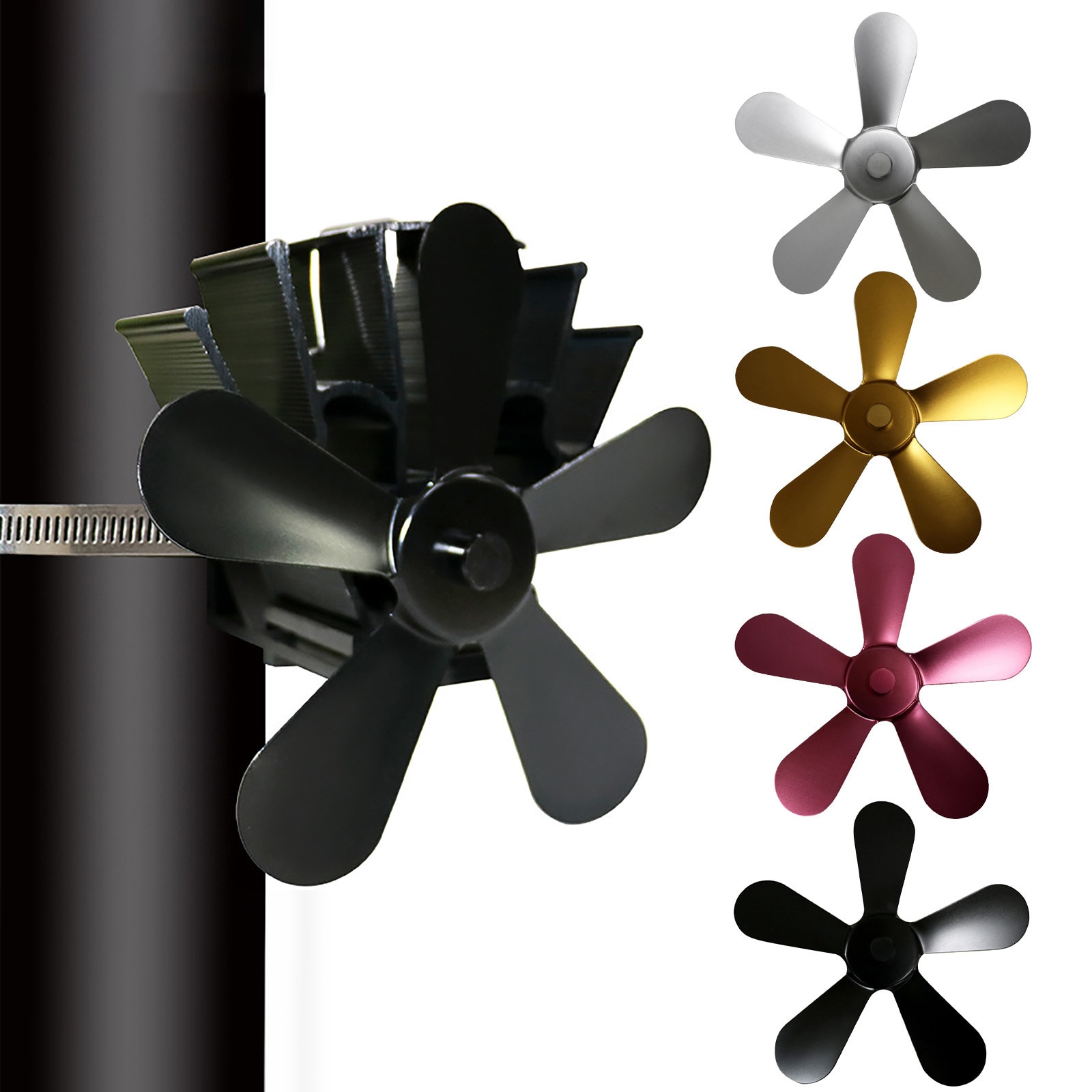 Winter Fireplace Fan 5 Blades Heat Powered Stove Fan Log Wood Burner Ecofan Quiet Home Fireplace Fan Efficient Heat#h3