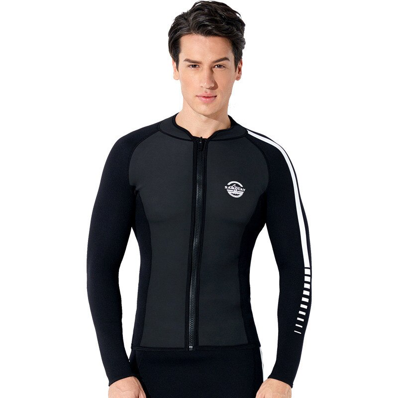 2mm neopreen Ritssluiting Surfen Zwemmen Duikpak Neopreen Rash Guard Snorkelen Spearfishing Water Sport Lange Mouwen Wetsuit: Man Top / XXXL